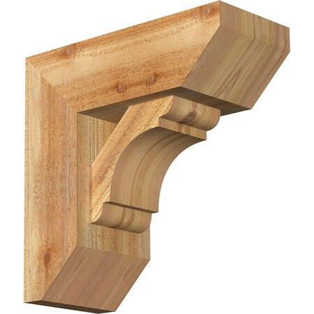 Ekena Millwork Olympic Slat Rough Sawn Bracket w/ Offset Brace, Western Red Cedar, 6"W x 14"D x 14"H BKT0604X14X14OLY06RWR